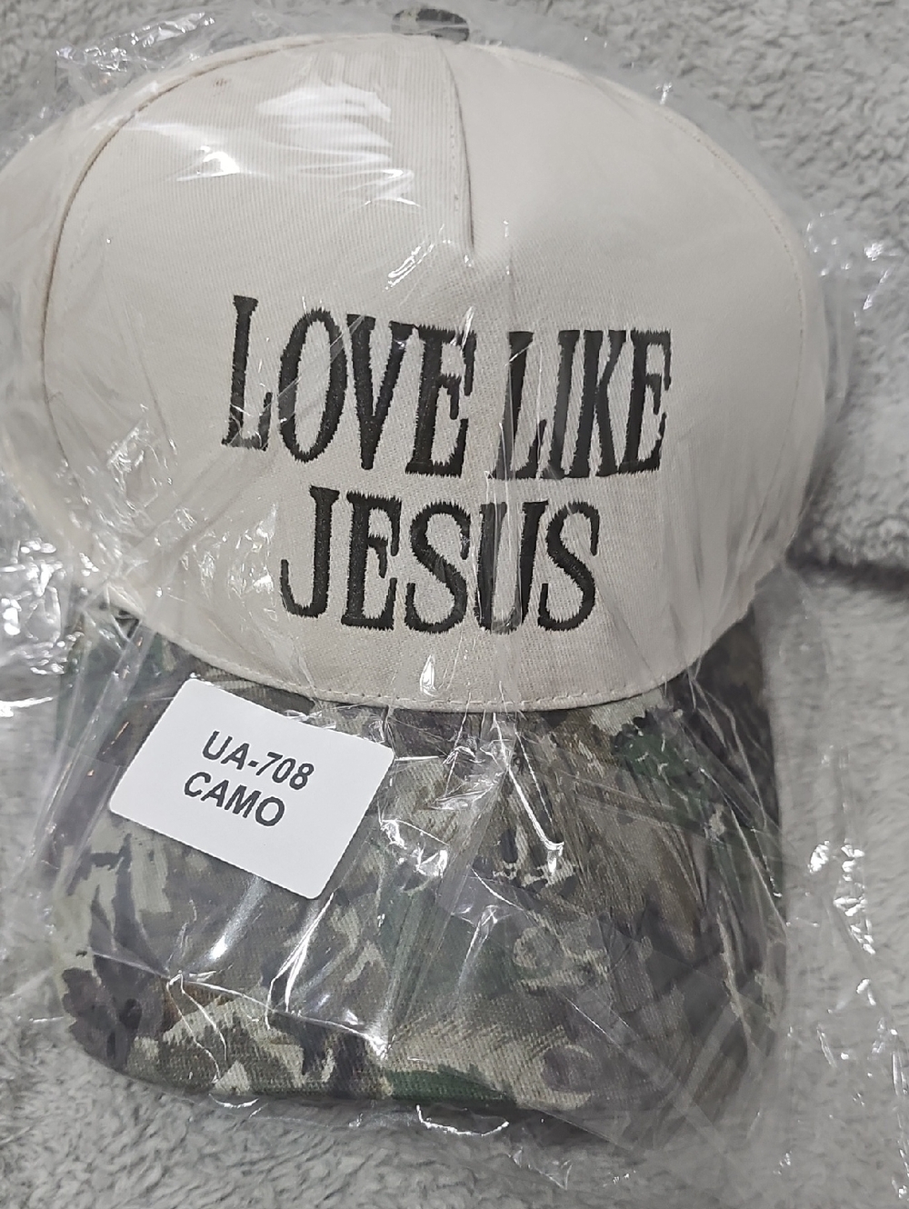 NWT Zenana ...LOVE LIKE JESUS Beige & Camo Baseball Cap